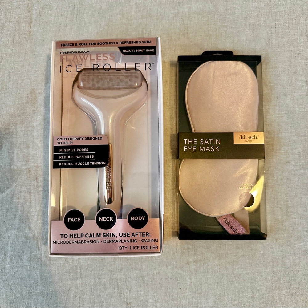 Flawless Ice Roller and KITSCH Satin Eye Mask Set
